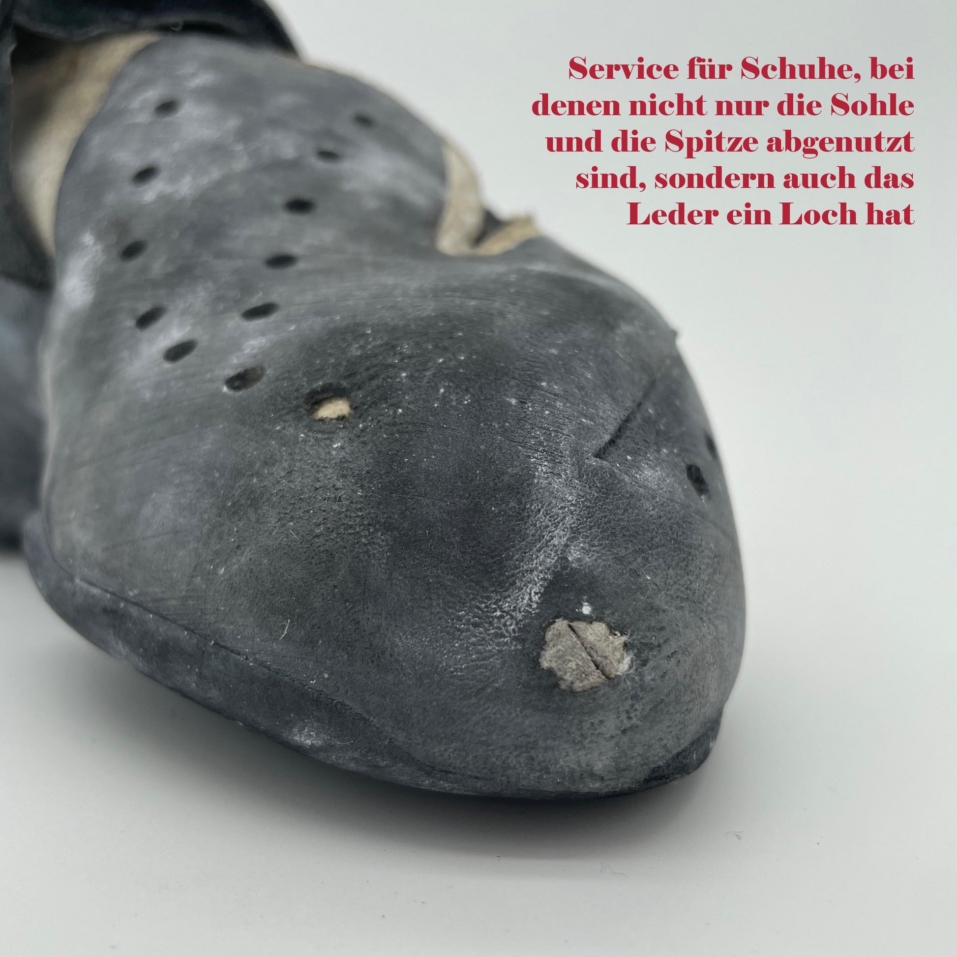 Kletterschuhe mit neuer Besohlung, Spitze und Lochreparatur 2
