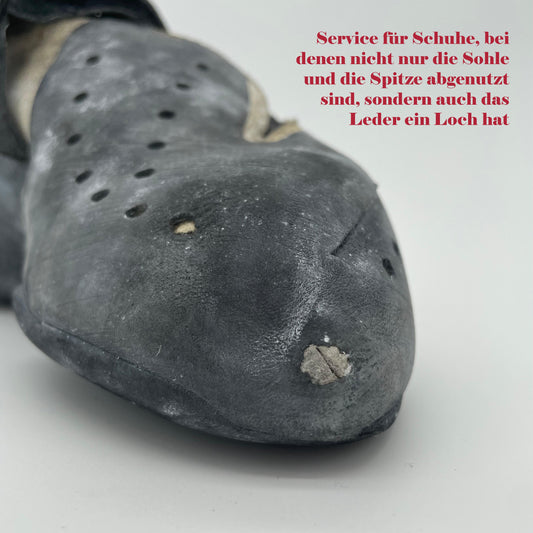 Kletterschuhe mit neuer Besohlung, Spitze und Lochreparatur 2